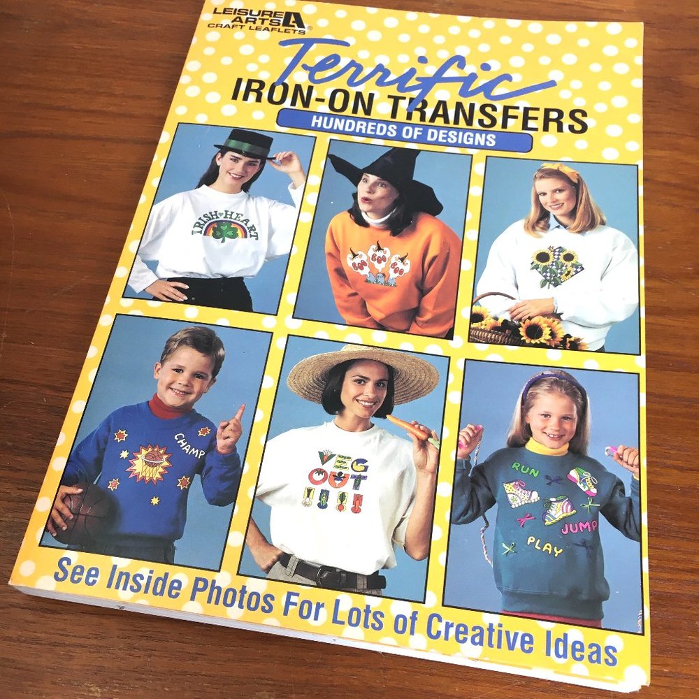 Iron-On Transfers 90's  Hundreds of Designs Vtg Book